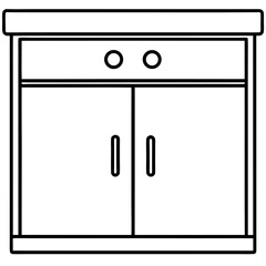 Minimal Kitchen Cabinet – Closed View, Art Vector
