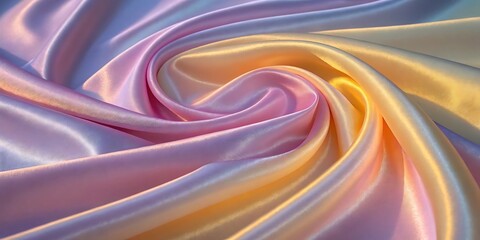 Obraz premium High-Resolution Macro Photograph of Flowing Iridescent Silk Fabric in a Swirl of Lavender, Pink, and Gold