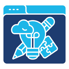 Design Icon In Blue Monochrome Flat Design, Vector Illustration