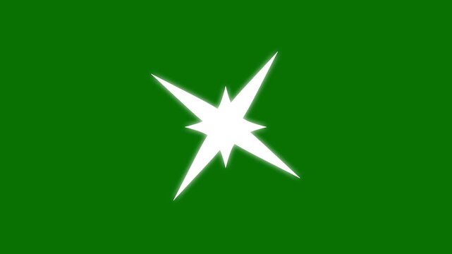 Twinkling stars animation, sparkling stars effect, glowing Stars Sparkle, white cartoon, flat, vector, doodles style stars Blinking retro vector stars and starry night sky on a green background. 4k