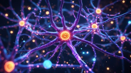 Neural Network Activity with Glowing Brain Connections, High-Resolution Concept Art	
