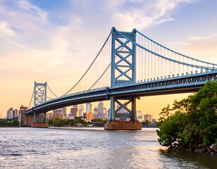 Fototapeta premium City bridge at sunset
