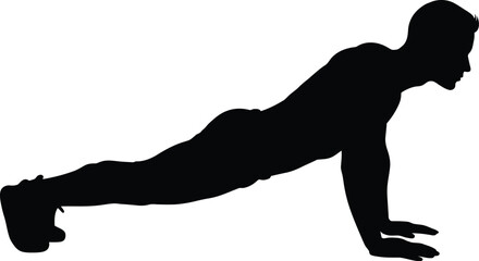 Man silhouette doing push up exercise