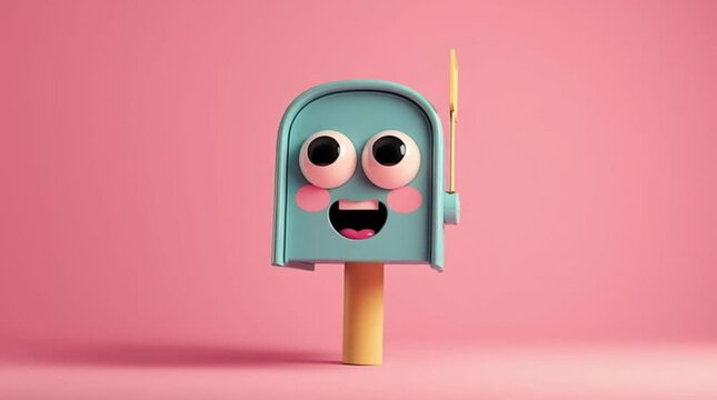 Surprised Envelope Character in Mailbox, Hilarious 3D Pastel Delivery Animation