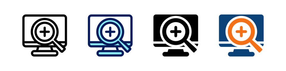 Fototapeta premium Zoom In All In One Icon Multi Styles Vector Set