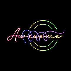 Awesome Neon Typography on Black Vector Design