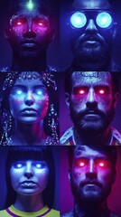 Vibrant portraits with glowing effects and colors.