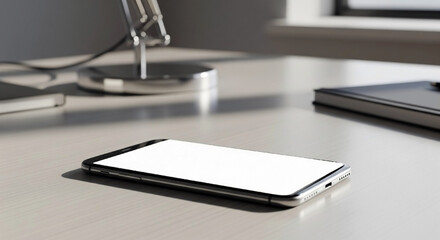 Modern workspace essentials featuring a sleek smartphone and professional desk accessories for productivity and business.