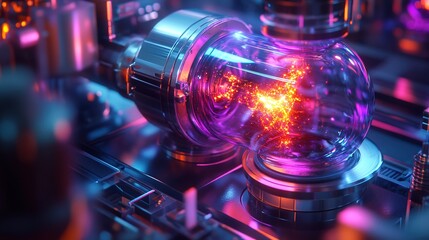 Futuristic Electric Discharge Detail Technology Machine Energy Experiment Close up