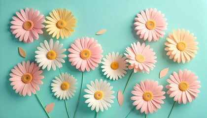 Fototapeta premium Delicate daisies in pastel hues bring cheerful spring vibes to any project with their simple beauty