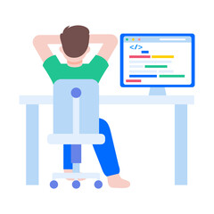 A flat style illustration showing a programmer