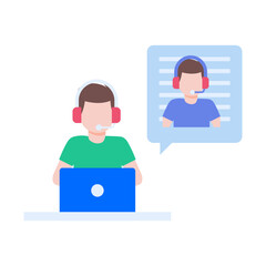 A flat style illustration showing virtual assistant