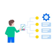 A flat style illustration showing api integration