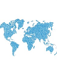 Fototapeta premium Detailed world map composed of tiny, repeated, abstract shapes