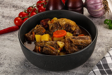 Gourmet Oxtail beef soup with vegetables