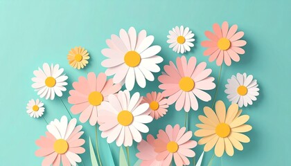 Beautiful spring daisies in pastel colors for modern floral design projects and cheerful backgrounds
