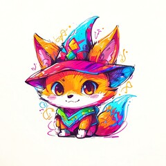 Vibrant Fox Wizard: A Whimsical Digital Painting