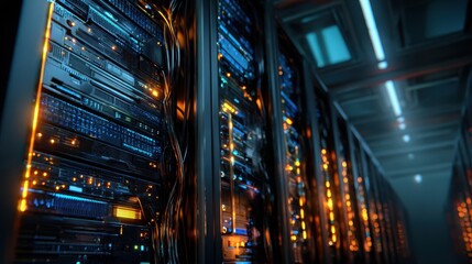 The advanced server infrastructure within a modern data center environment.