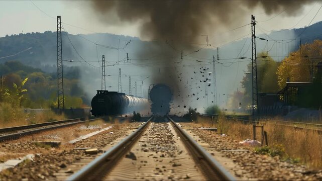 explosion on the railway tracks. Sabotage and arson