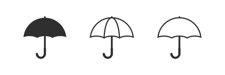 Set of umbrella icon. Umberella in different styles, solid silhouette, detailed outline, and simple line umbrella © Daily Beaters Studio