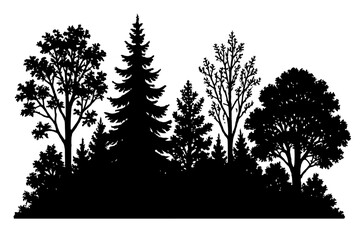 Obraz premium Forest Trees Silhouette Vector - Landscape and Nature Design Element