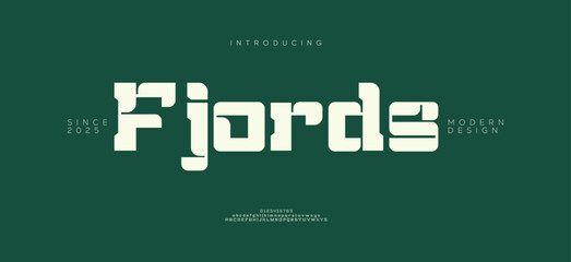 Fjords Creative font. Modern abstract digital tech font. Logo creative font, type, technology, movie, digital, music, movie. Fonts and illustration in vector format.