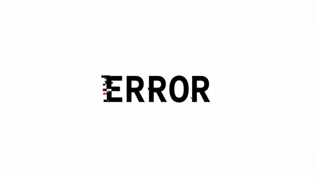 The word "ERROR" with pixelated effect, centered on a white background, indicating a problem.