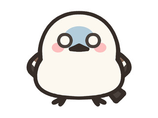 寒さに凍えるゆるいシマエナガのイラスト素材