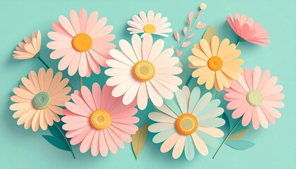 Beautiful pastel daisy floral arrangement for spring projects and feminine designs that evoke happiness