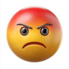 Furious emoji face with red and yellow gradient and angry expression