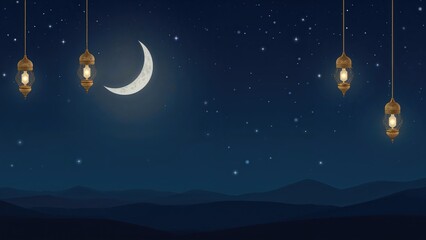 Background designed with Islamic motifs and lantern decorations for event use