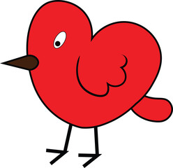 Cute Red Heart-Shaped Bird Illustration