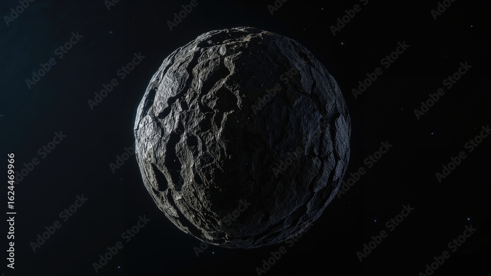 Canvas Prints a rocky celestial body with craters floating in space