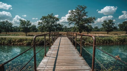 Small bridge spanning the waterway