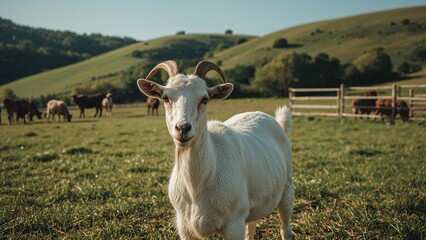 Fototapeta premium A goat wandering in a distant region