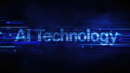 Artificial Intelligence Text in 3D Format with Glitch Art and Visual Static