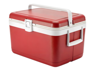  Red and White Plastic Cooler Box on a White Background