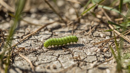Ground-Level View of a Caterpillar
