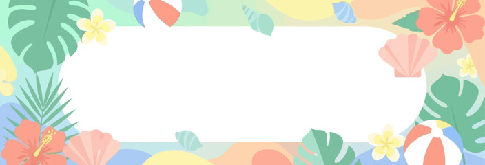 Dynamic Tropical Summer Frame Illustration with Colorful Beach Vibes and Exotic Flora for Versatile Digital Content Creation