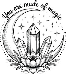 Crystal Moon Mystical T-Shirt Design