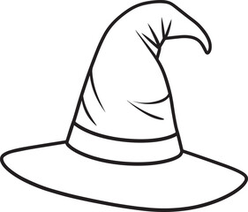 Scary Witch Hat in Black Silhouette | Halloween Vector Illustration Icon