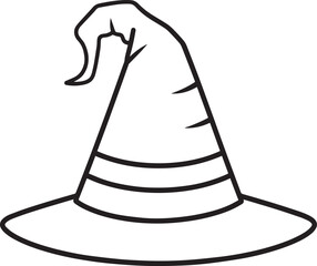 Scary Witch Hat in Black Silhouette | Halloween Vector Illustration Icon