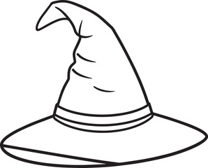 Scary Witch Hat in Black Silhouette | Halloween Vector Illustration Icon