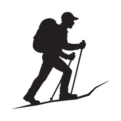 Hiking icon Silhouette Vector Style With White Background.