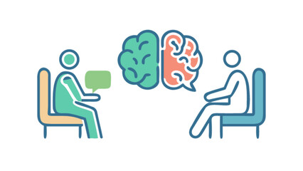 Mental health therapy session illustration for psychology and counseling services and support concept