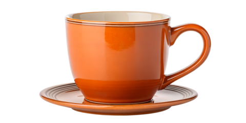 A Solid Orange Ceramic Coffee Mug on a White Background