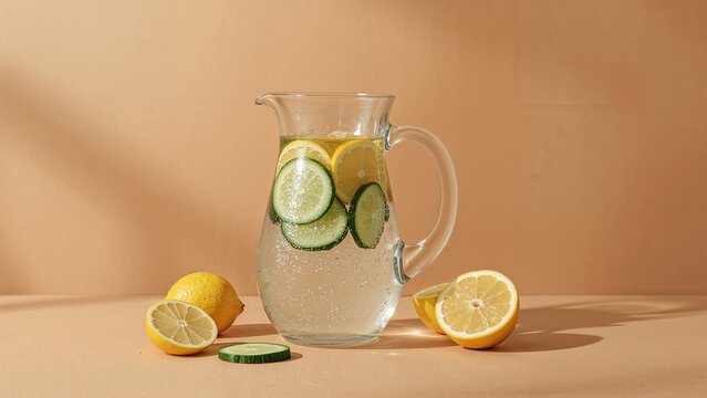 Hydrating citrus and cucumber water perfect for hot climates