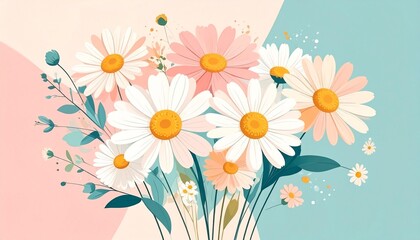 spring flowers on a green background