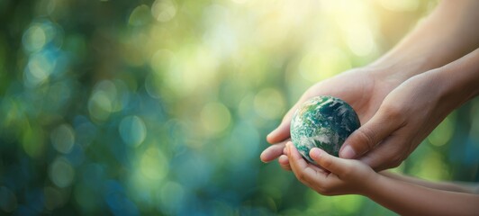 The Hands Holding the Earth with Love and Care for Future Generations