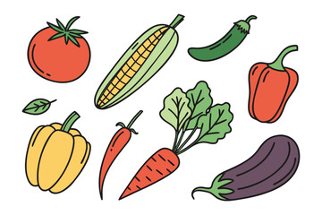 Vibrant Vegetable Medley: An appetizing illustration of diverse fresh vegetables. Each is a perfect embodiment of nature's bounty, ready to brighten any culinary creation.